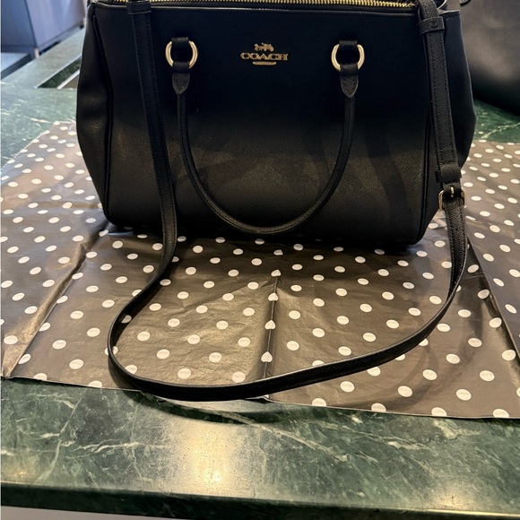 Coach Black Satchel with Gold Accents - Picture 4 of 9